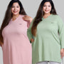 Plus Size Full Sleeves Long Tops For Women - Pack of 2 (Sea Green& Blush peach)