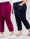 Cotton Capris For Women - Half Pants Pack of 2 (Purple & Navy Blue)