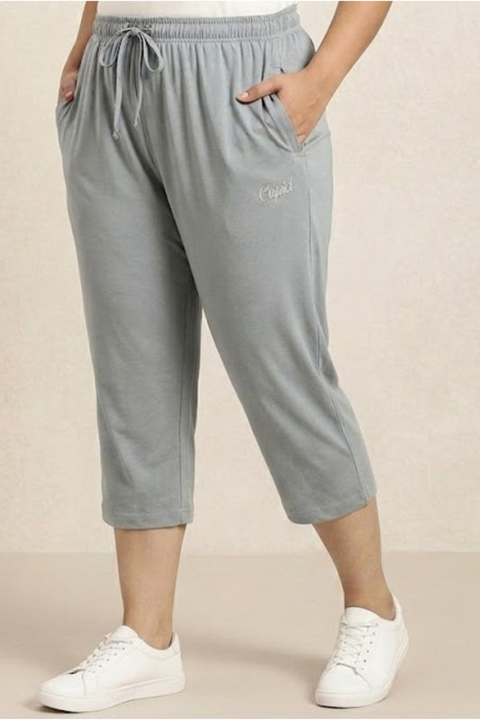 Cotton Capris For Women - Half Capri Pants - Pearl Grey