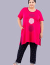 Cotton Nightsuit For Women - Long Top & Pyjama Set - Pink & Navy Blue