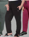Cotton Track Pants For Women Pack of 3 (Black, Purple & Olive Green)