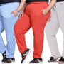 Cotton Track Pants For Women Pack of 3 (Grey, Tangy Orange & Sky)