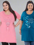 Cotton Plus Size Long T-shirts for Ladies
