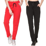 Stretchable Yoga Pants For Woman In Cotton Lycra- Pack of 2 (Black/Red)