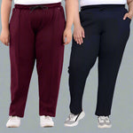 Cotton Track Pants For Women Pack of 2  (Imperial/Wine)