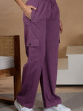Women Smart Straight Fit Easy Wash Cargo Pants- Mauve