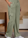 Women Smart Straight Fit Easy Wash Cargo Pants- Pastel Green