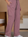 Women Smart Straight Fit Easy Wash Cargo Pants-Pink Rose