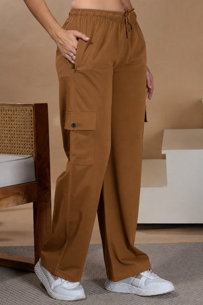 Women Smart Straight Fit Easy Wash Cargo Pants-