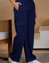 Women Smart Straight Fit Easy Wash Cargo Pants- Blue