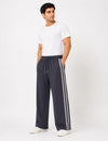 Jinxer Men Side Striped wide leg Fit Trackpants Dark Charcoal Grey
