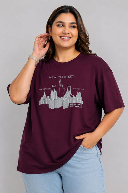 Cupid Woman Basic Printed Cotton Tees In Plus Sizes