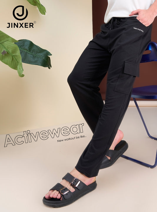 Men's Cotton Cargo Lower – Stretchable Regular Fit with Elastic Waist & Cargo Pockets