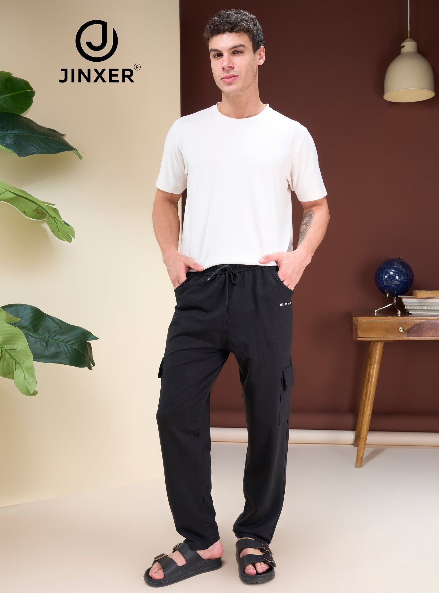Men's Cotton Cargo Lower – Stretchable Regular Fit with Elastic Waist & Cargo Pockets