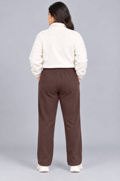 Winter Wear Cozy Fleece Track Pants - Dark Brown