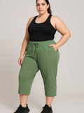 Cotton Capris For Women - Half Capri Pants - Cardamom  Green (3XL-7XL)