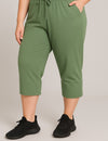 Cotton Capris For Women - Half Capri Pants - Cardamom  Green (3XL-7XL)