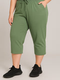 Cotton Capris For Women - Half Capri Pants - Cardamom  Green (3XL-7XL)