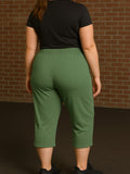 Cotton Capris For Women - Half Capri Pants - Cardamom  Green (3XL-7XL)