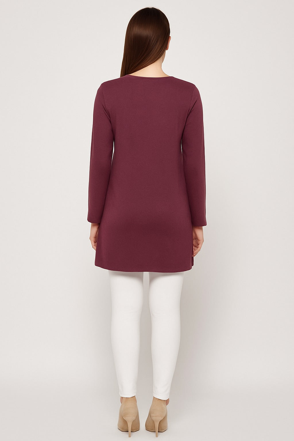 Cotton Long Top for Women - Full Sleeve - Mauve