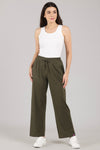 High Rise Cotton Straight Fern Green Trackpants