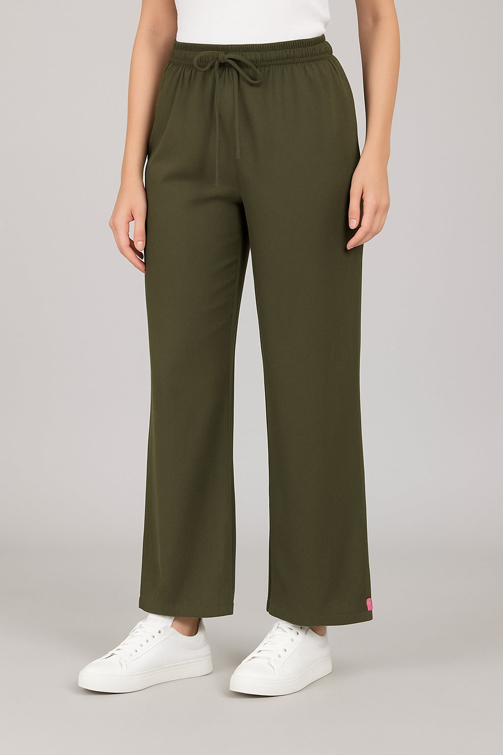 High Rise Cotton Straight Fern Green Trackpants