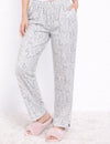 Cotton Printed All Day Night Pants For Women - Pearl Grey