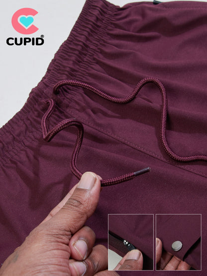 Women Smart Straight Fit Easy Wash Cargo Pants- Wine