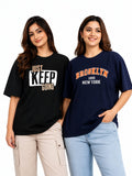 Cupid Cotton Oversize Fit T-Shirt for Women & Girls (Combo of 2)