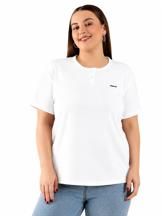 Cool & Casual Basic T-Shirt For Women -White (Available  In Plus Sizes)