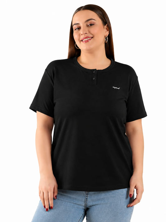 Cotton Casual Basic T-shirts For Summers - Midnight (Available  In Plus Sizes)