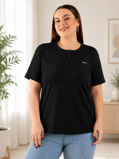 Cotton Casual Basic T-shirts For Summers - Midnight (Available  In Plus Sizes)