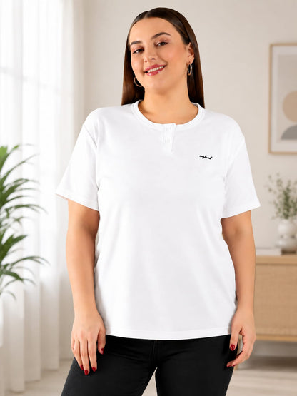 Cool & Casual Basic T-Shirt For Women -White (Available  In Plus Sizes)