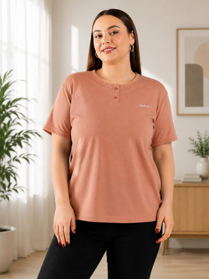 Cotton Casual Basic T-shirts For Summers - Squash (Available  In Plus Sizes)