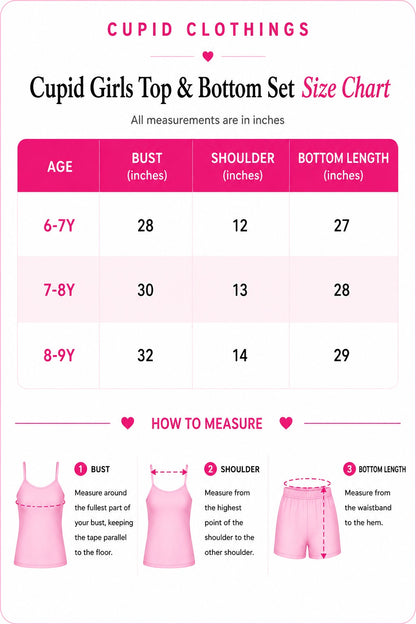 Cupid Girls Cotton Co-Ord Set  (6-9 Years)