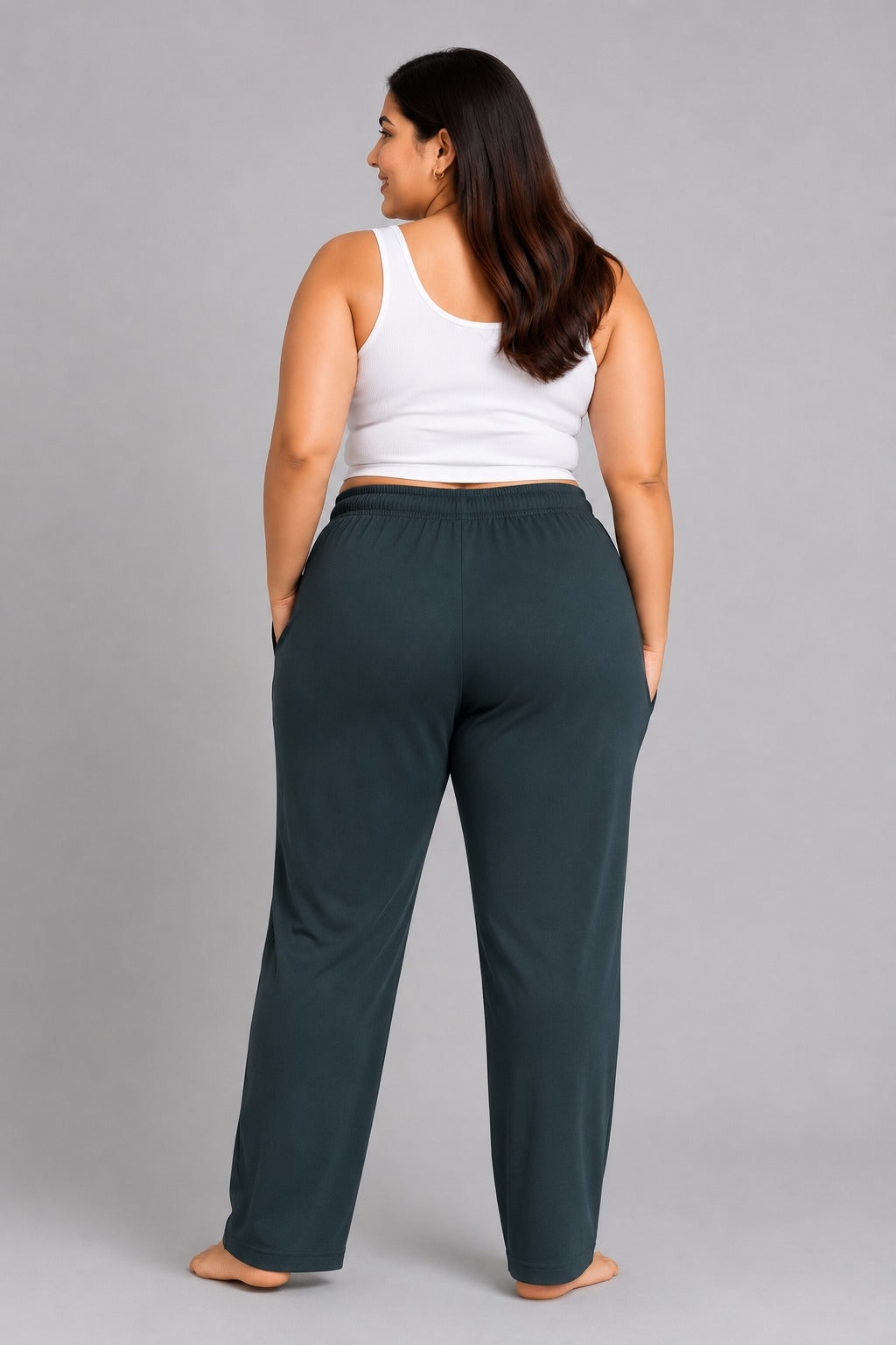 Women Trackpants With One Side Zip Pocket- Bottle Green