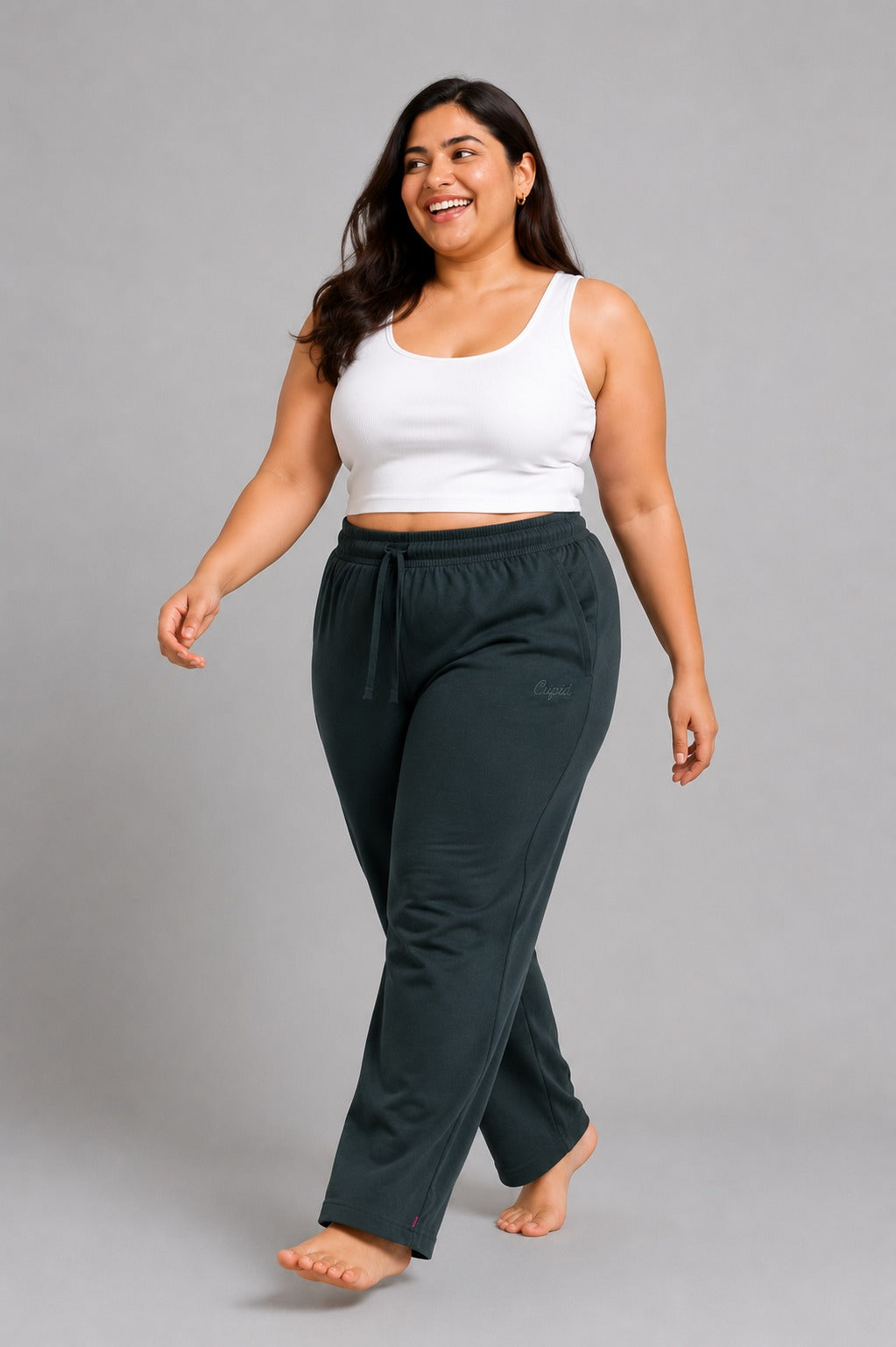 Women Trackpants With One Side Zip Pocket- Bottle Green