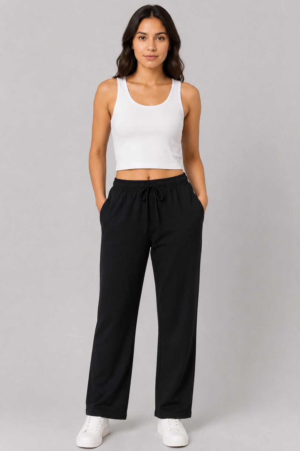 Cotton Regular Fit Lounge Pants For Women - Black