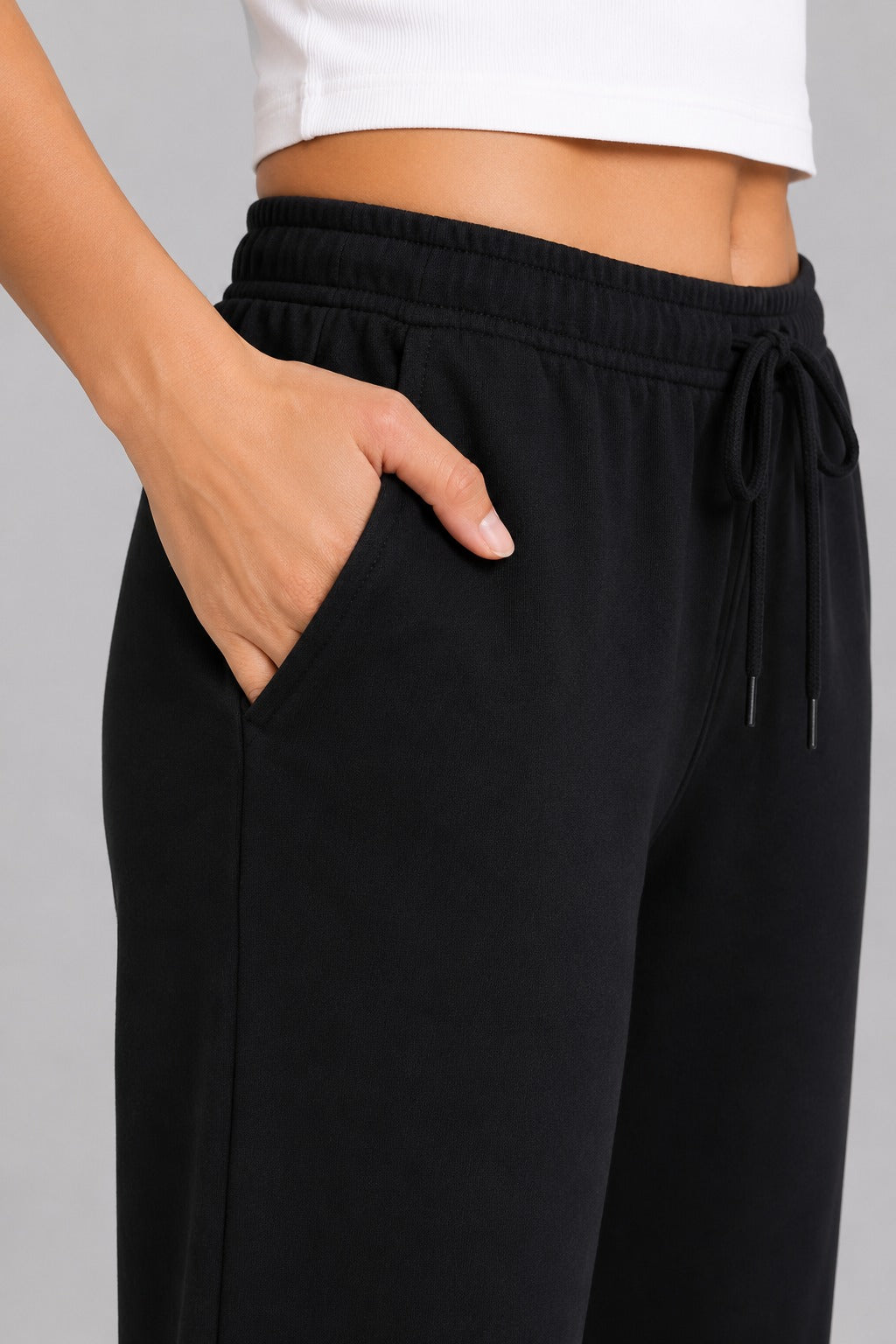Cotton Regular Fit Lounge Pants For Women - Black