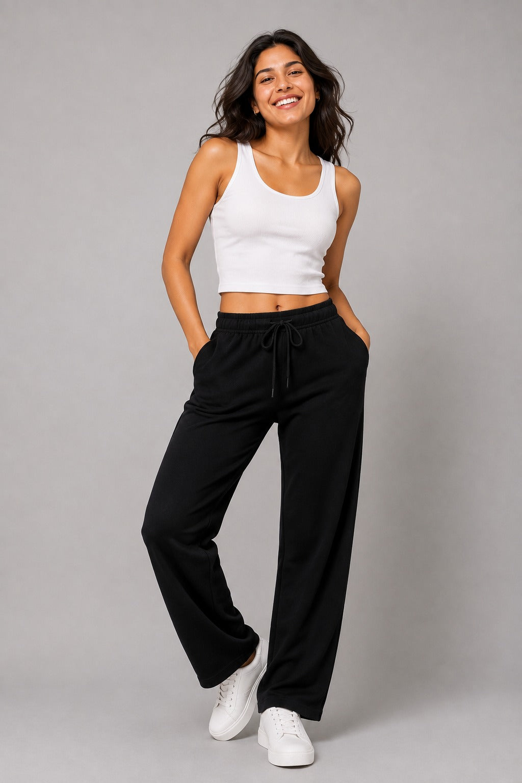 Cotton Regular Fit Lounge Pants For Women - Black