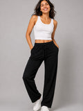 Cotton Regular Fit Lounge Pants For Women - Black