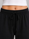 Cotton Regular Fit Lounge Pants For Women - Black