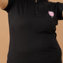 Women Mandarin Collar Cotton Long Top- Black