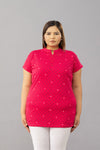 Casual Cotton Short Kurti Tops - Dark Pink
