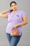Casual Cotton Short Kurti Tops- Violet