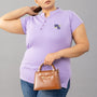 Women Mandarin Collar Cotton Long Top- Violet