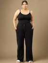 High Rise Cotton Straight Black Trackpants(Available in Plus Size)