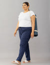 All Day Night Printed Cotton Pants For Women - Navy Blue