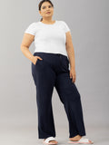 Solid Women Navy Blue Track Pants
