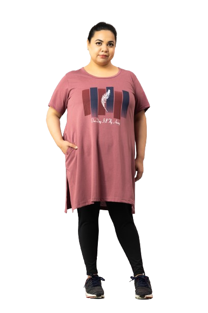 Plus Size Long T-shirts For Women - Half Sleeve - Pack of 2 (Teal/Mauve)